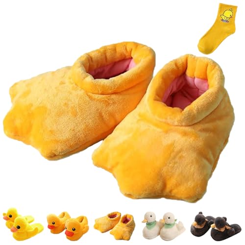 Jfxgjuv Duck Slippers Duck Feet Slippers Fluffy Duck Slippers Cartoon Cute Animals Plush Warm Home Shoes Funny Slippers