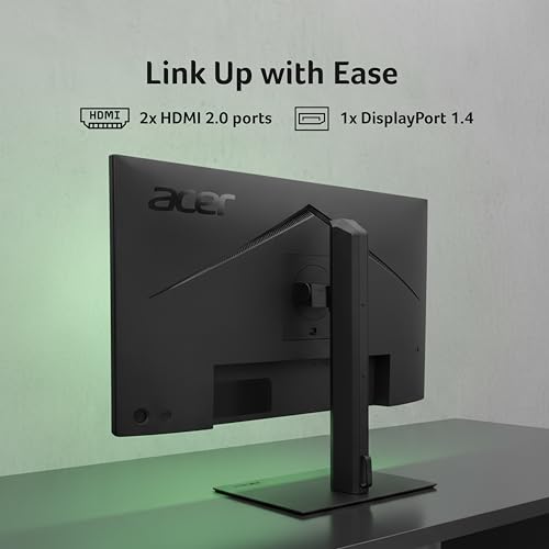 Image of Acer B277U GB 27 inch WQHD (2560x1440) IPS Monitor | ErgoStand Tilt Swivel Pivot Height Adjust | 120Hz AdaptiveSync |TUV Low BlueLight | Strong Sturdy Design | HDMI DP Audio Out | Speakers I Black