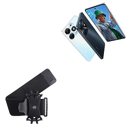 BoxWave Holster Compatible with Tecno Spark 10 Pro - ActiveStretch Sport Armband, Adjustable Armband for Workout and Running - Jet Black