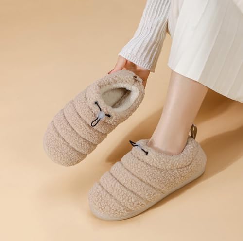 ChayChax Women Men Fuzzy Curly Loafer Slippers Memory Foam Adjustable Closed Back House Shoes with Fleece Lining for Indoor Outdoor2