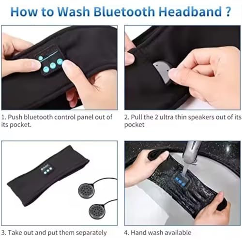 Image of Bluetooth Sleep Headband Headphones, Wireless Music Headband with Built-in Speakers & Mic, Rechargeable Bluetooth Headphones for Sleeping, Yoga, Running, Travel & Meditation for Men & Women