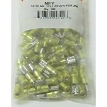 100 10-12 GAUGE YELLOW NYLON FEMALE QUICK DISCONNECT SPADE TERMINAL .250 ELECTRICAL