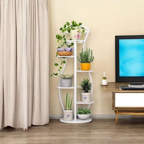 Image of 9 Tier Folding Metal Plant Stand Indoor 8 Tier 9 Potted with Gardening Tools and Gloves, Multiple Flower Pot Holder Display Rack for Patio, Garden, Balcony, Living Room (Surai White)