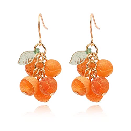 Boho Unique Handmade Creative Fruit Orange Earrings Retro Personality Simple Tassel Earrings For Women Fruit Jewelry Gifts