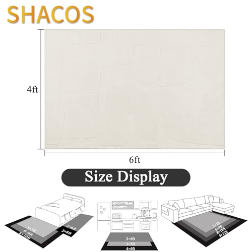 Tapete moderno abstracto SHACOS 4'x6' crema miniatura 2