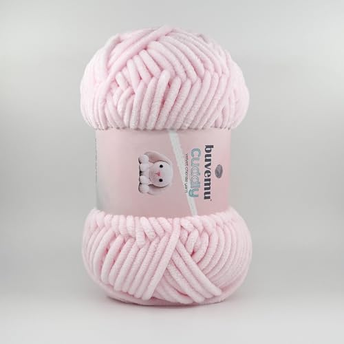 Image of Cuddly Velvet Chenille Yarn, Super Soft Fluffy Bulky for Knitting Crocheting Crafting Blanket Amigurumi, Durable for Shedding, 100 Gram (3.53 Ounces) 109 Yards (100 Meters) (Powder Pink)