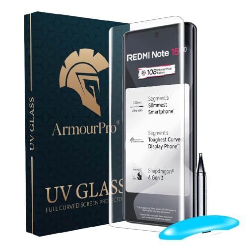 Image of ArmourPro UV Tempered Glass Compatible For Redmi Note 15 (6.67 Inch) With Installation Kit| Edge-to-Edge Protector Coverage |Crystal Clear