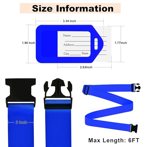 Image of 4 Pack Luggage Straps & Luggage Tags, Luggage Straps for Suitcases [TSA Approved] [Adjustable Suitcase Belt] Suitcase Straps with Tags (Blue)