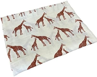 Bamboo Newborn Baby Muslin Swaddle Blanket Wrap - Extra Large Muslin for Boys and Girls - Giraffe Design, 110x120cm