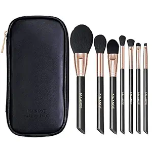 MAANGE Professional Synthetic Makeup brushes Set Foundation Blush Eyeshadow Make Up Brushes With Bag (Black) 7Pcs
