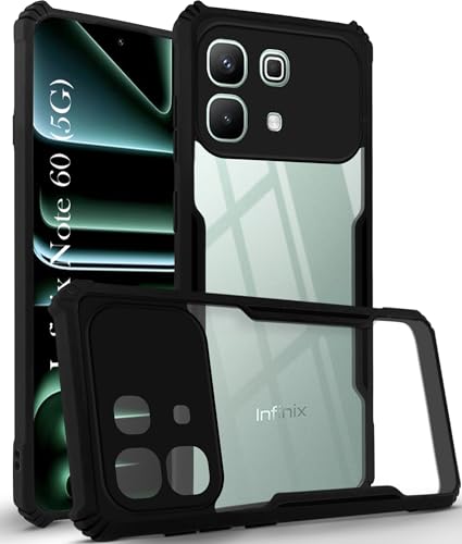 Image of Jkobi Hybrid Back Cover Case for Infinix Note 60 5G (Shockproof with Polycarbonate Clear Panel | Professional Black)