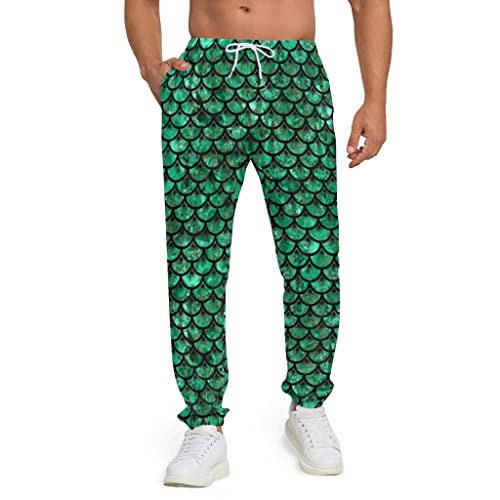 INZVKJLU Halloween Green Scales Men Sweatpants Soft Joggers Mermans Pants