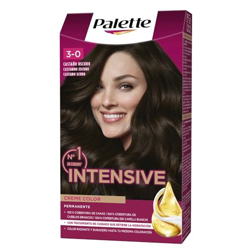 Schwarzkopf Palette Intensive Creme Color – Tono 3 cabello Castaño Oscuro - Coloración Permanente de Cuidado con Aceite de Marula – Óptima cobertura de canas – Color duradero hasta 8 semanas