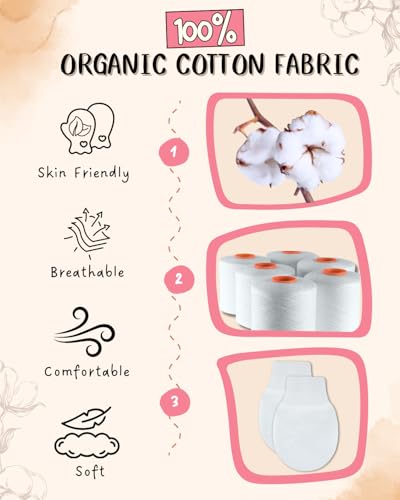 RATIVE Wrist Tab Baby Mittens 0-6,6-12 Months Organic Cotton for Newborn Baby Boys Girls3