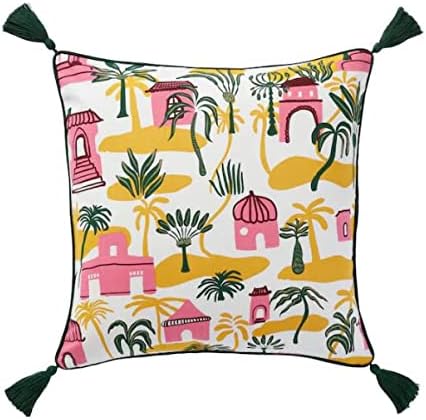 ledieu® AROMATISK Cushion Cover, Multicolour Tassel 50x50 cm (20x20 Inch ) Multi Color Back Support Cushion Cover