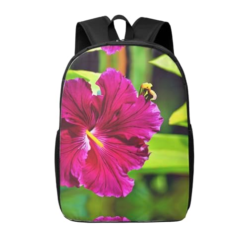 Mochila ligera EdWal con flores de hibisco unisex negra de talla única para viaje y universidad