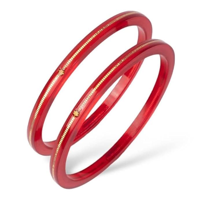 22kt (916) Yellow Gold Pola Bangles for Women Red Colour (Set of 2pcs)