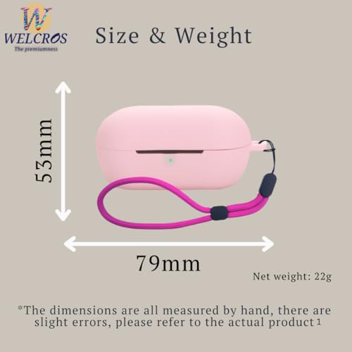 Image of WELCROS Soft Silicone Case Cover for Sony WF-C710N | C710NSA with Lanyard (Pink)