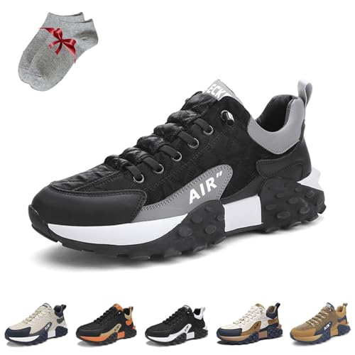 VOODUE Men's Orthopedic Comfort Sneaker 2025, Men Waterproof Non Slip Breathable Lightweight Orthopedic Shoes Sneakers, Men Wide Slip-On Orthopedic Walking Tennis Sneaker(Black,US 9)