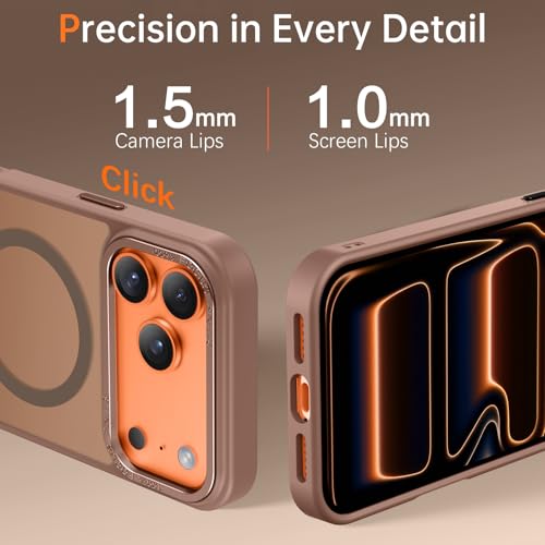 Image of YINLAI for iPhone 17 Pro Max Case 6.9-inch,Magnetic Compatible with MagSafe, Slim Matte Anti-Fingerprint, Shockproof Full Body Military Grade Protection for iPhone 17 Pro Max Cover, Brown