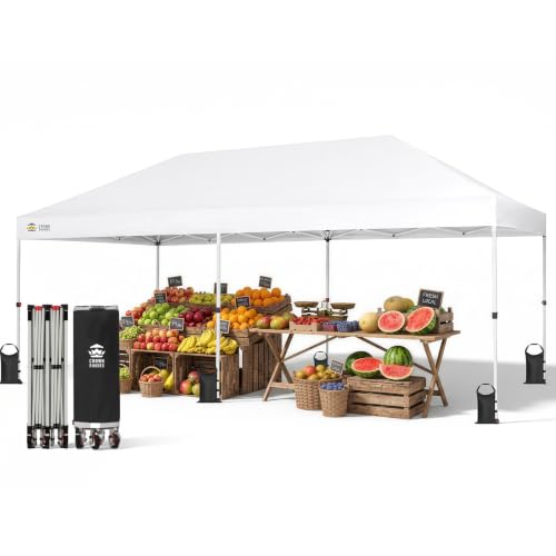 CROWN SHADES 10x20 Pop Up Canopy Tent, Event Shelter with 400D Strength Oxford Fabric & 6 Built-in...