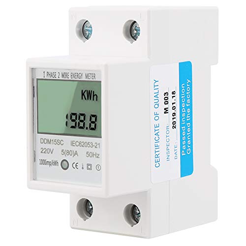 Digital Energy Meter, Electric Meter with LCD Display, Voltage Current Frequency Power, 35mm DIN Rail Mounting, for Electric Energy Measurement