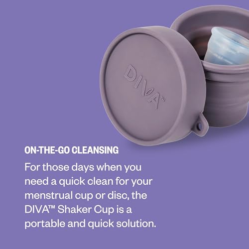 Image of Diva Cup, Wash & Shaker Combo Pack - Medical Grade Silicone - for Period Care - with Wash - Shaker for On-The-Go Cleansing - Cup Model 0 (for Slim Vaginal Canals & First-Time Users)