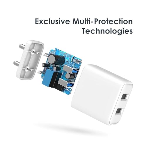 Image of Dual Port Charger for Xiaomi Redmi 13C 5G / 13 C Charger Original Adapter Like Android Mobile Fast USB Wall Charger with 1 Meter USB Type C Charging Data Cable (3.4 Amp, TORM3, White)