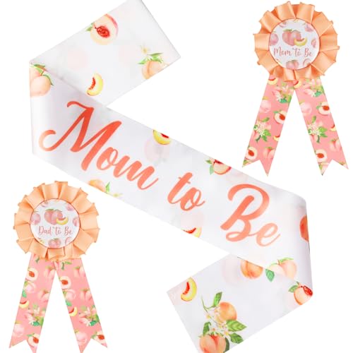 Serencatcher Peach Baby Shower Sash Decorations, Sweet as a Peach Party Favors Mom Dad to Be Button Pins for Girl Summer Fruit Baby Shower Decorations