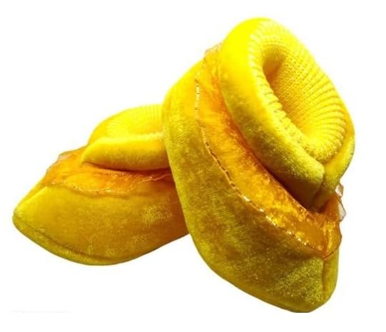 Suman Trader Newborn Baby Girls Booties Shoes Soft Cotton Foot with EVA Bottom Comfortable First Step Shoes Yellow 0-3 Months-image-1