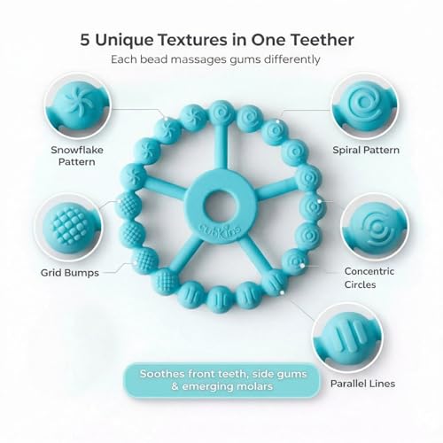 Image of Cubkins Silicone Ring Teether for Babies 3-12 Months | BIS Certified, BPA Free, Food Grade | Teething Ring for Soothing Gums | Zero Plastic | Easy Grip Baby Teething Toy (Java Banana)