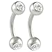 16g 16 gauge 1.2mm, 3/8 Inches 10mm long - surgical steel eyebrow lip bars ear tragus rings earrings curved curve barbell crystal Clear ball jewellery - Pierced Body Piercing Jewelry - Set of 2 BEVF