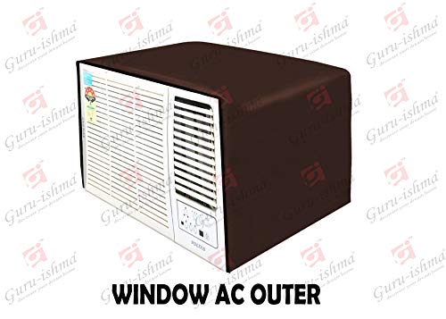 Image of Waterproof Polyester Window AC Cover 1 Ton - Indoor & Outdoor Combo Set with Elastic fit | All-Weather Dustproof UV & Scratch Protection, Durable Secure Fit-(Brown)