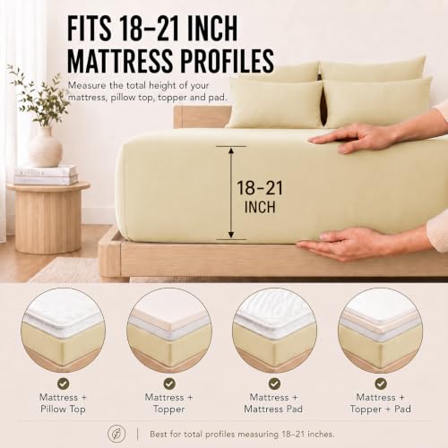 Image of CozyLux Queen Sheet Set 6-Piece, 21-Inch Deep Pocket, Soft Brushed Feel