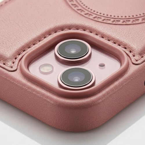 Image of amazon basics Premium PU Leather Case for iPhone 15 Pro, MagSafe Compatible Magnetic Ring, Sleek Protective Back Cover - [Pink]