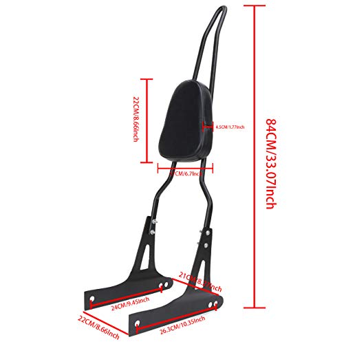 Aufer Detachable Black Passenger Backrest Sissy Bar With Pad Compatible With For Dyna Street Bob Super Glide Low Rider Wide Glide Fxd Fxdb Fxdc Fxdl Fxdwg Fxdse 2006-Up #TOP3