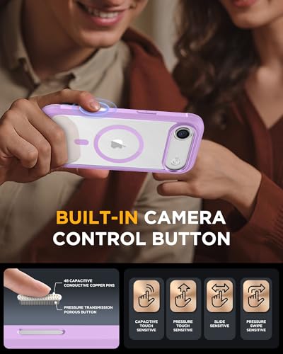 Image of Miracase Magnetic for iPhone Air Case 6.5 inch [Compatible with MagSafe] Full-Body Phone Case with Built-in Glass Screen Protector & Camera Control,Drop Proof iPhone 17 Air Case Cover, Purple