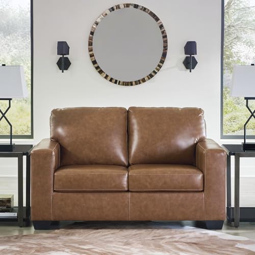 Image of Signature Design by Ashley Bolsena Contemporary Leather Match Loveseat, Dark Brown