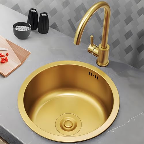 Fregadero de cocina de acero inoxidable con nanorrevestimiento, fregadero de preparación hecho a mano con diseño fácil de limpiar, instalación empotrada/empotrada, incluye kit de drenaje para bar y