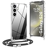 OLEPHY Handykette kompatibel mit Samsung Galaxy S26 Hülle, Necklace Hülle mit Band Handyhülle für zum Umhängen, Soft Transparent Schutzhülle mit Schnur [Stoßfest] [Längenverstellbar], Schwarz