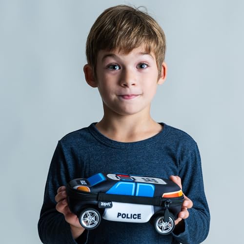 Image of ZIPIT Police Car Pencil Case for Boys, Large Capacity Pencil Box, Blue