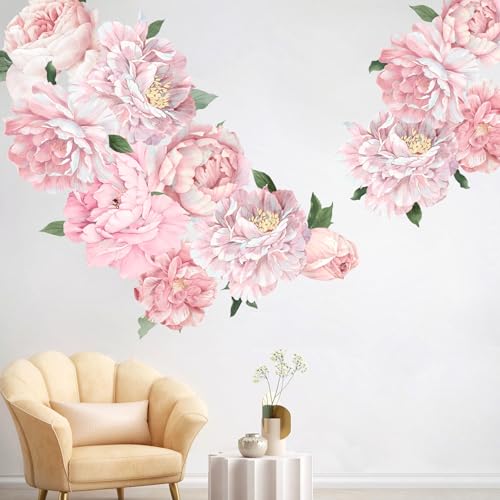 Vinilos Decorativos Florales Peonia Rosa Grande para Pared miniatura 1
