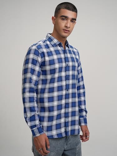 Image of Highlander Men's's Checked Casual Shirt | Slim Fit | Timeless Design | Breathable & Modern Appeal