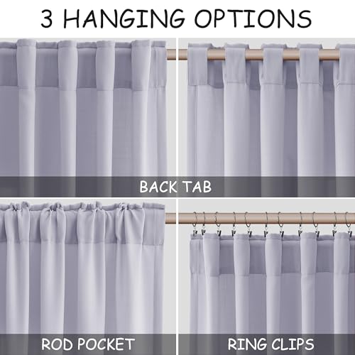 Image of Nanspring Lavender Purple Linen Curtains 96 Inches Long for Living Room Boho Decor Light Filtering Semi Sheer Curtain Back Tab Rod Pocket Modern Luxury Drapes for Bedroom Office 52x96, 2 Panels