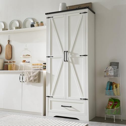 Consejos para Comprar Alacena Blanca - los preferidos. 45 UNKKS Alacenas para Cocina,Muebles para Cocina Modernos,Bufetera Mueble con Cajones,Gran Capacidad Almacenamiento con Divisiones Ajustables,para Cocinas Domésticas 80X40X180CM