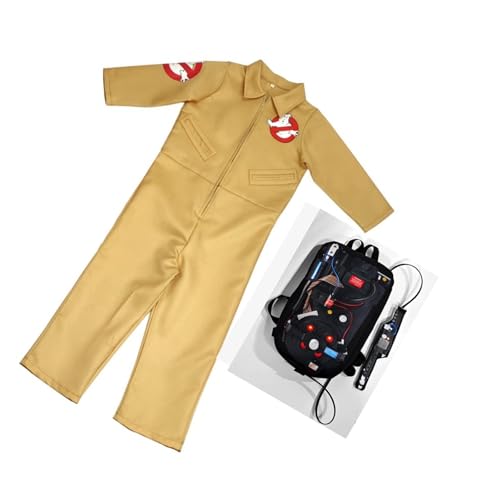YUGSHNKFC 3 Ghostly Busters Kostüm Set für Kinder Uron Paket und Overall Halloween Party Anziehgeschenk Ghostbuster Outfits