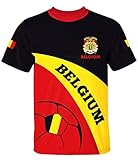BesserBay Fußball WM T-Shirt Belgien Badge Fan-Trikot Rundhalsausschnitt S