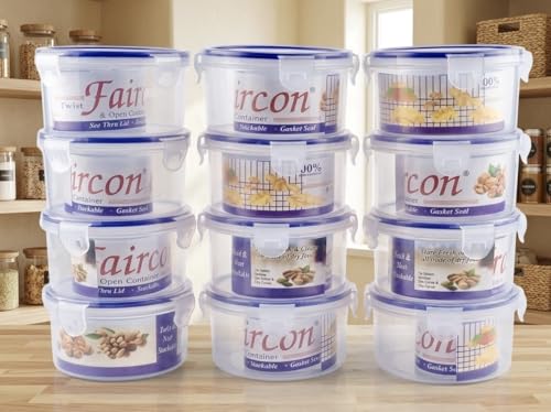 Image of PARKASH STORE- Set of 12 Plastic Kanjak Tiffin Boxes- Navratri Special Lunch Boxes - Beautiful Design(Set of 12)