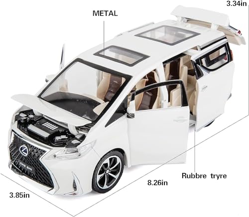 Image of Invite Enterprise Exclusive Alloy Metal Pull Back Die-Cast Car 1:24 Lexus Lm300 Diecast Metal Pullback Toy Car With Openable Doors, Light Music Boys Gifts Toys For Kids(1:24 Lexus Lm300 - White)