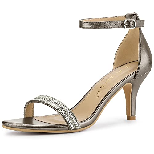 Sandales à talons aiguilles strass Allegra K gris chaussures femme 38.5